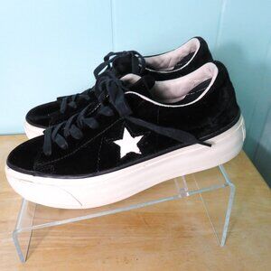 Converse All Star Velvet Low Top Lace Up Sneakers Black Shoes Size 7 M
